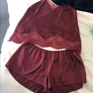 Victoria’s Secret Burgundy Silk Sleep Set